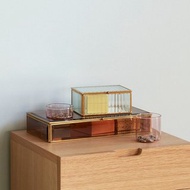 【Hübsch】 - 151202 琥珀色水晶玻璃置物盒組 收納盒 飾品盒