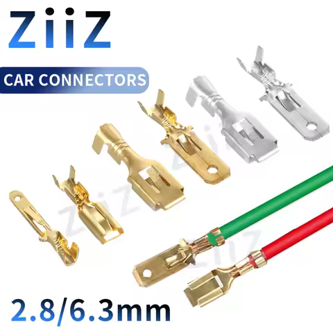 50/200 Pcs 2.8/6.3 mm Automotive Crimp Terminal Male Spade Connector Brass Pins ZiiZ Auto Splice Wir
