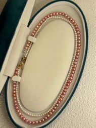 日本Akoya天女粉5.5mm極光微微瑕天然海水珍珠頸鏈