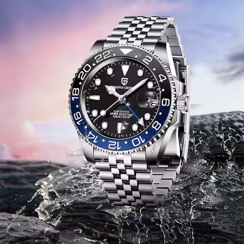PAGANI DESIGN 40MM Ceramic GMT Automatic Watch Men's Mechanical Watch Sapphire Glass 100m Waterproof
