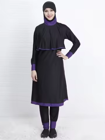 Swimwear Women Islamic Muslim Hooded Swim Wear 2 Piece Suit Hijab Swimsuit Modest Swim Surf Wear Spo