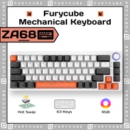 FURYCUBE ZA68 Wireless Mechanical keyboard 65% RGB Light Hyacinth Time Machine Hotswap Knob Gaming Keyboard