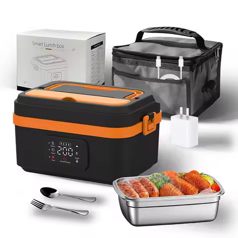 60W Electric Timed Heating Lunch Box Cordless Rechargeable Self-Heating Food Lunch Box 304 Stainless