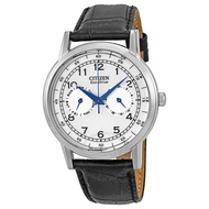 Citizen [flypig]Eco Drive Silver Dial Black Leather Mens Watch{Product Code}