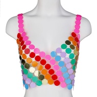 Hollowed Out Color Sequin Women Top