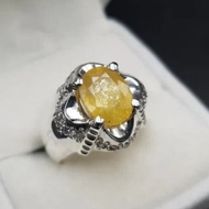 天然黃色藍寶石男士戒指 Pukhraj 男士戒指天然黃色藍寶石