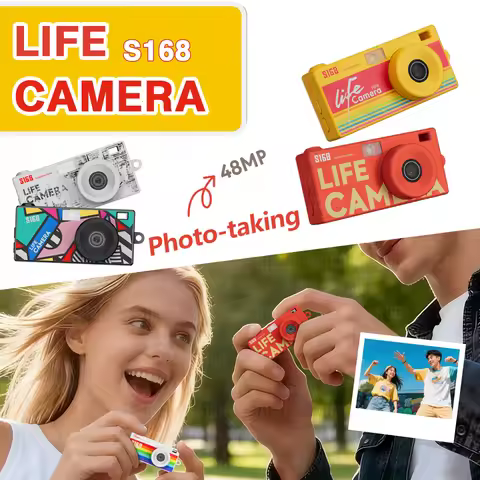 S168 Pocket Camera 48MP 2K Video Recording 1.47'' IPS Screen Filter Keychain Camera Portable Travel 