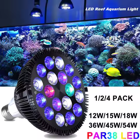 E27 LED Aquarium Light Bulb 12W-54W Full Spectrum Fish Tank Lamp PAR38 SPOT Saltwater Tank Coral Ree