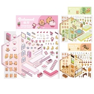 3D House Stickers 3D Cartoon House Stickers Cute Sticker Scenes Children Scene Sticker Set for Nurse
