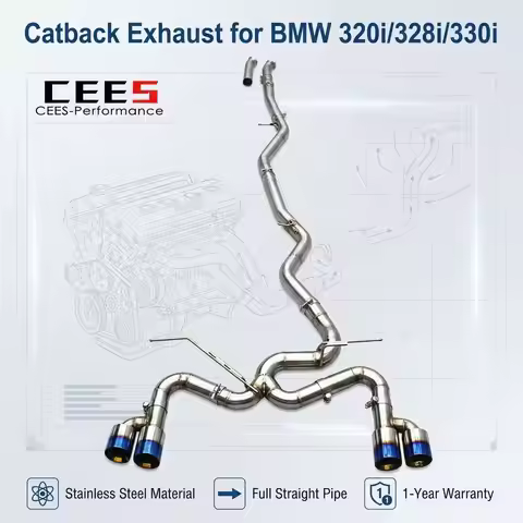 CEES SS304 Straight Pipes for BMW 320i/328i/330i F30/F35 N20/B48 2.0T 2012-2020 Supersport Y Pipes L