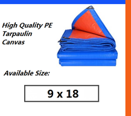 Blue Orange Waterproof Canvas Tarpaulin Sheet Canopy Camping  Size 9 feet X 18 feet