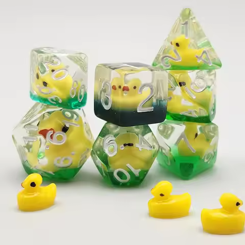 7pcs Acrylic Polyhedral Dice Set Filled With Ducks ，Dice Role For TRPG DND Accessories