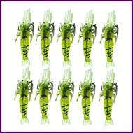 ∟ 10pcs Shrimp For Fishing Lure Gear Tackle Accessories Sea Simulation Soft Prawn With Single Hoo