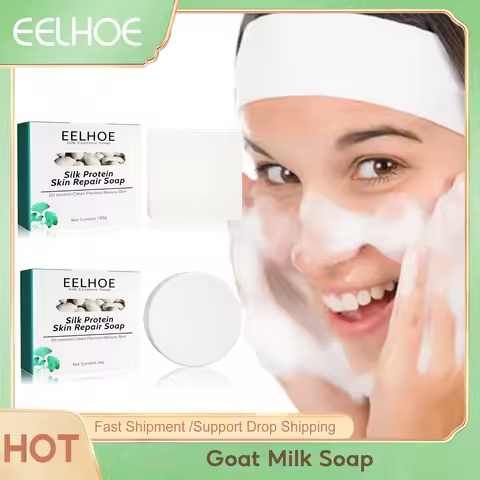Goat Milk Soap Silk Protein Skin Repair Soap Deep Cleaning Face Wash Face Purifying Mask Oil Control