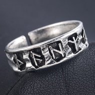 cicin cicin lelaki cincin hitam Vintage Alloy Viking Open Ring Geometric Symbol Adjustable Ring Male