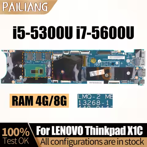 For LENOVO ThinkPad X1 Carbon 3rd Gen Notebook Mainboard 13268-1 i5-5300U i7-5600U RAM 4G 8G 00HT359