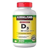 Kirkland Signature Maximum Strength Vitamin D3 2000 I.U. 600 Softgels, Bottle Personal Healthcare/Health Care by Healthcare