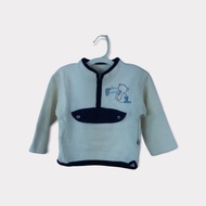 PAKAIAN SISA EKSPOR - Baby Club - Sweater Anak Warna Putih List Navy Half Zipper - BRANDED