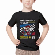 [พร้อมส่ง] เสื้อยืดเด็ก เสื้อยืดแขนสั้นพิมพ์ลายโปสเตอร์ Mario Kart ท็อปเด็กทันสมัย ​​100-150 ซม. ไม่หดตัว