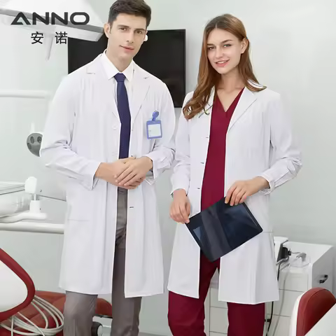White Doctor Coats 99%Polyester 1%Conductive wire Antibacterial Anti-static Lab Uniforms Hospital Ph