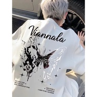 潮牌痞帅炸街t恤男生高级感夏季纯棉蝴蝶短袖美式高街小众五分袖Trendy, edgy and street-style t-shirt for guys with a high-end vibe, p