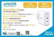 【New Arrival】Anker PowerPort III Duo 雙PD 40W充電器 - 最大20W PowerIQ 3.0 PD 快充技術 雙輸出 iphone PD charger