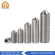 M3 M4 M5 M6 M8 M10 Headless Hex Socket 304 Stainless Steel Set Screw with Cone Point Head Grub Screws Bolts Length 3-40mm DIY Tool Kits