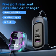 Bluetooth 5.3 FM Transmitter Car Kit Handfree Back Row Dual USB Car Charger 3.1A Support U Disk MP3 