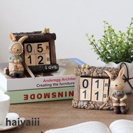 ✨Nordic Creative Cartoon Rabbit Desk Decoration Wooden Calendar Office Calendar Desk Calendar Perpet