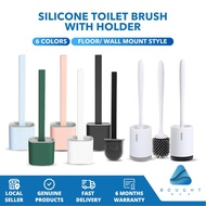 Silicone Toilet Brush with Holder - Creative Cleaning, Brush Set, 360° Cleaning, Stainless Steel Han