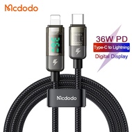 Mcdodo Auto Power Off USB-C to Lightning Digital Display Transparent Data Cable For iPhone 14 13 12 11 Pro Max 13 Mini 14 Plus iPad PD 36W Fast Charging Type C Charger Cord