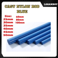 CAST NYLON ROD SHAFT BATANG ROUND BAR BLUE TEFLON BUSH BUSHING 50MM
