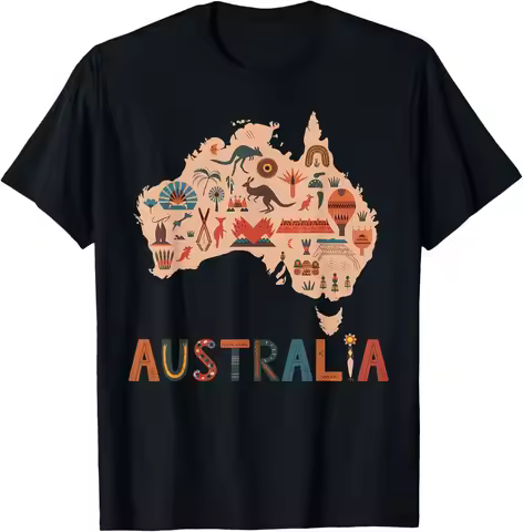 Australia Map Boomerang Kangaroo Koala Travel Souvenir Gift T-Shirt Graphic T Shirts Casual Short Sl
