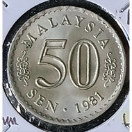 ( Syiling ) 50 Sen 1981 ( UNC ) Malaysia Parliament House