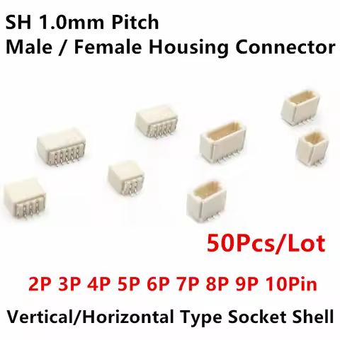 50Pcs JST SH1.0 1.0mm Pitch Male / Female Housing Connector 2P 3P 4P 5P 6P 7P 8P 9P 10Pin Vertical/H