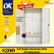 OKADA S200 Metal Wardrobe / Almari Baju / Loker Besi / Rak Baju / Metal Cabinet / Almari Besi Pakaian / Asrama