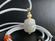 免費開光 天然 和田玉 煙青招財貔貅 小丸子 貔貅項鍊 送禮 客製