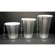 EC12Oz , EC16Oz , EC22Oz PP Cup With Dom/ Flat Lid 700ml  (100pcs) | Cawan Plastik & | Drinking Cup 