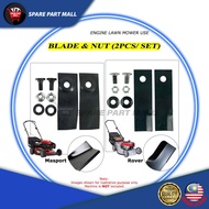 ENGINE LAWN MOVER: BLADE &amp; NUT- MASPORT / ROVER (2PCS/SET) SPARE PART BOLT &amp; NUT ACCESSORIES / MATA MESIN RUMPUT TOLAK