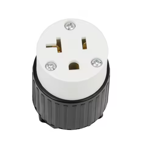 NEMA 5-20R Straight Blade Connector, Female Plug Replacement Cord Outlet, 20 Amp, 125 Volt, 2 Pole, 