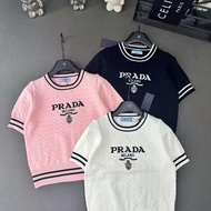 Prada 8024 Knitwear Round Neck Short Sleeve Slim Fit Sweater - Goes With Everything
