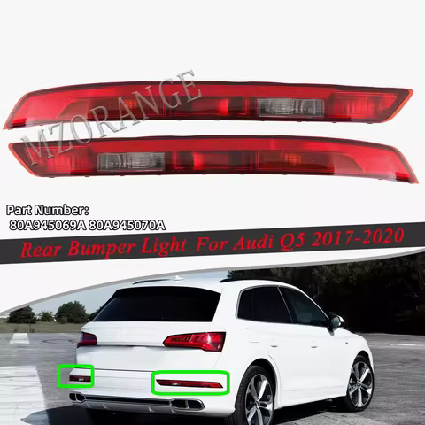 Car Rear Bumper Reflector Light Fog Light For AUDI Q5 2018-2021 Fit Replace Tail Stop Brake Light La