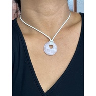 BY ASH JEWELRY| Donut pendant Genuine rose quarts quartz crystal necklace natural crystal choker nec