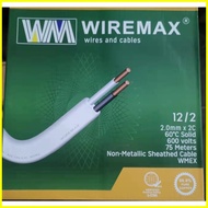 ◧ ▧ ☂ WIREMAX PDX Wire Non-Metallic Sheathed Cable WMEX 2.0mm² x 2C #12/2 [Per Box/75Meters]