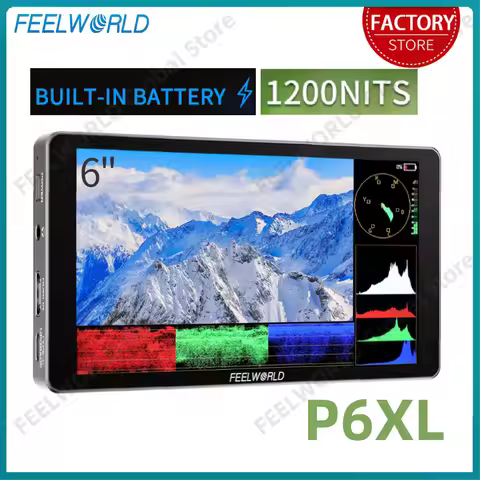 FEELWORLD P6XL 6 Inch Aluminium Built-in Battery 1200nit Camera Field Monitor Touchscreen 1920x1080 