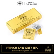 TWG Tea  French Earl Grey  Black Tea  Cotton Teabag Box 15 Teabags / ชา ทีดับเบิ้ลยูจี ชาดำ เฟรนช์ เอิร์ล เกรย์ ชนิดซอง บรรจุ 15 ซอง