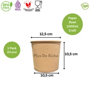 Paper Bowl 1000 Brown (25 pcs) - Paper Bowl 1000 Craft + lid