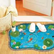 【蓮花池塘牆貼】60x90創意3D立體視覺無痕貼紙 家居客廳玄關浴室地面牆壁貼 防水裝飾地板貼不能超取☆精品社