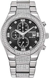 Men's Citizen Eco-Drive Crystal Stainless Steel Watch CA0750-53E, Chronograph