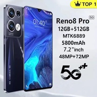 OPP0 Reno8 Pro Phone 8GB RAM 512GB รอมสมาร์ทโฟน 7.2 นิ้วโทรศัพท์เกมโทรศัพท์ราคาที่ดีที่สุด 5G Android Phone สองซิม 5800mAh HD กล้องโทรศัพท์ Android ใหม่โทรศัพท์ราคาถูก